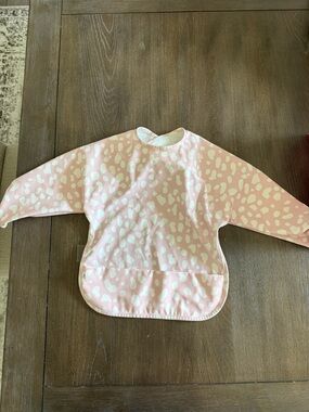Ryan and Rose Pink White Spot Long-Sleeve Bib Smock